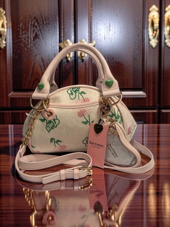 Juicy Couture Handbags - Juicy Couture NWT Pink Cherry-Print Mini Satchel Crossbody & Gold Accents (P240)
